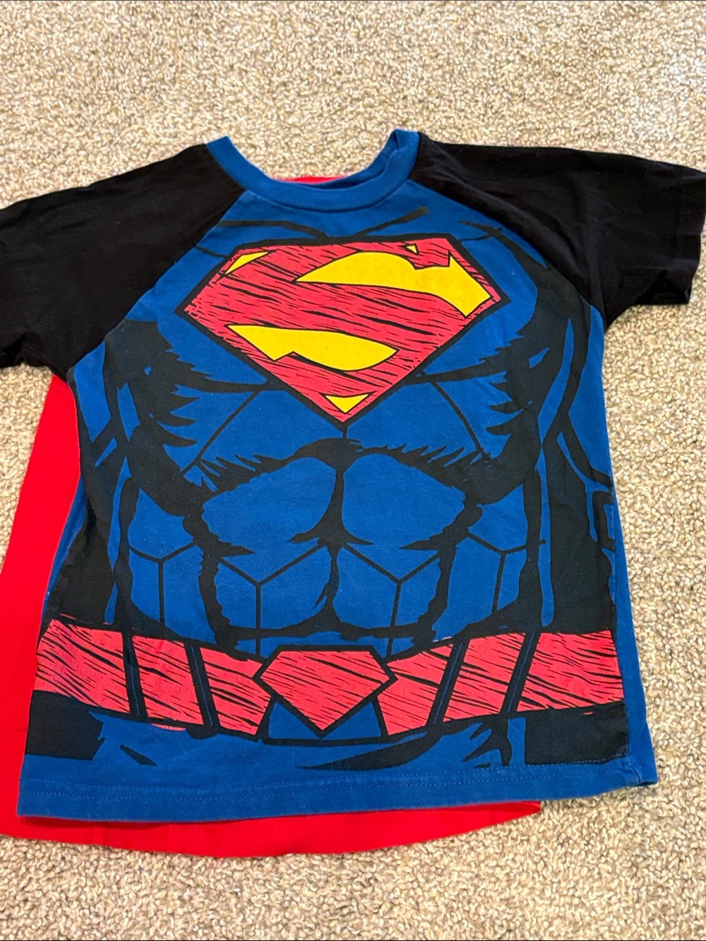 DC Comics Blue, Red & Yellow Superhero Costume Tee with Cape
